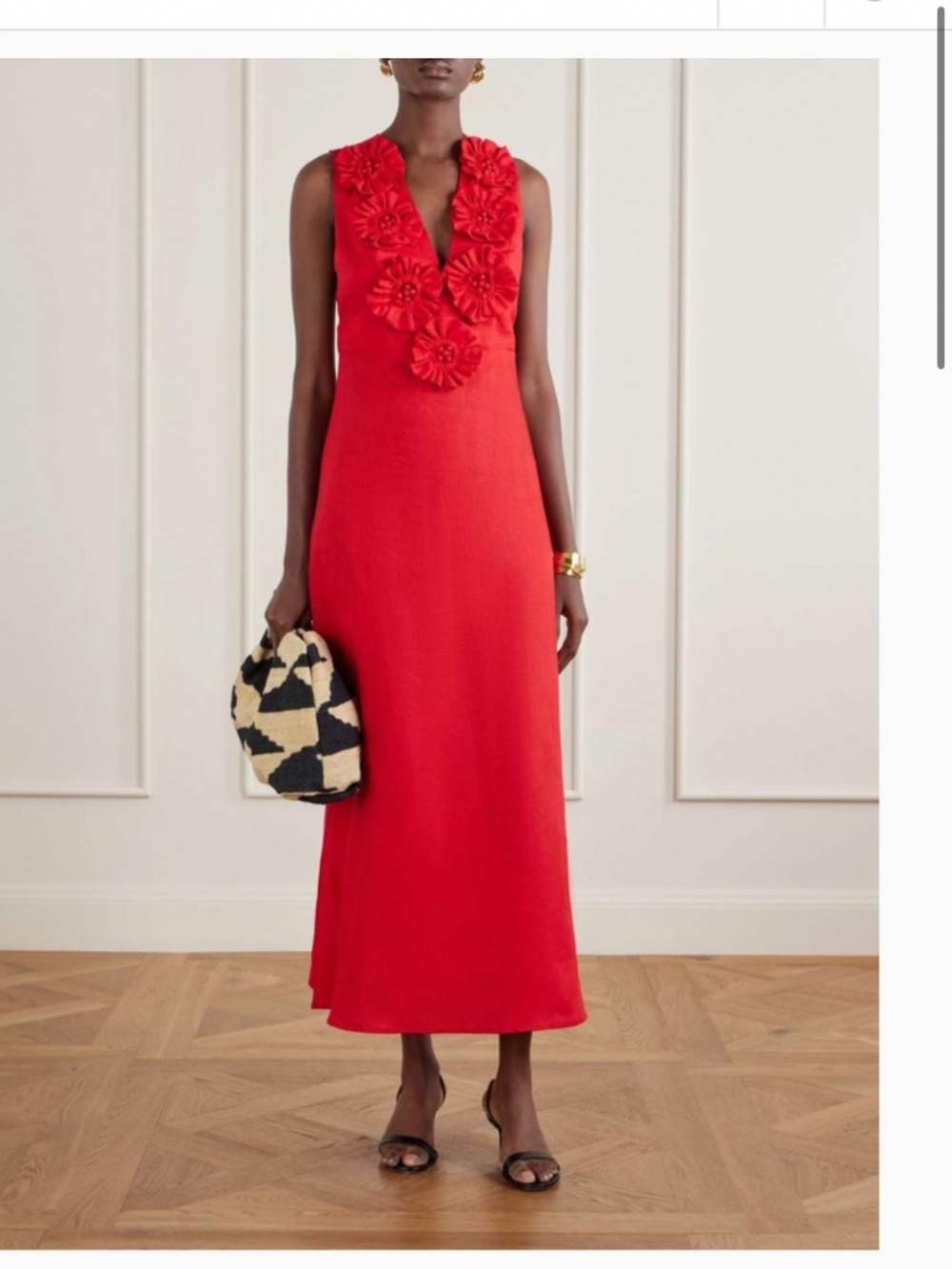 Red 3d Flower Maxi Dress - Picture 3 of 6
